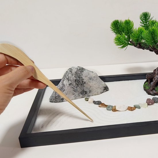 Zen Zand Meditatie Ornament - Zen Tuin Japanse Zandtuin - Mindfulness Bevorderen - Ambachtelijk Kampioenschap - 30 x 20 cm — afbeelding 3