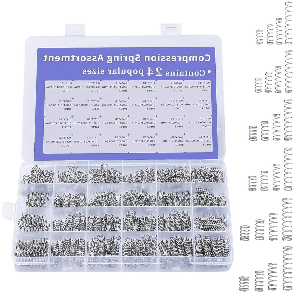 Drukveren Roestvrij Staal - Verenset Metaal - Reparaties Hobby - 25 Maten - 420 Stuks - Zilver