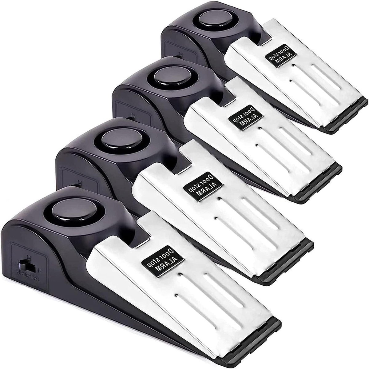 Deuralarm Set - Deurstops met Alarm - Beveiliging Huis - 120dB Sirene - 4 stuks - Zwart