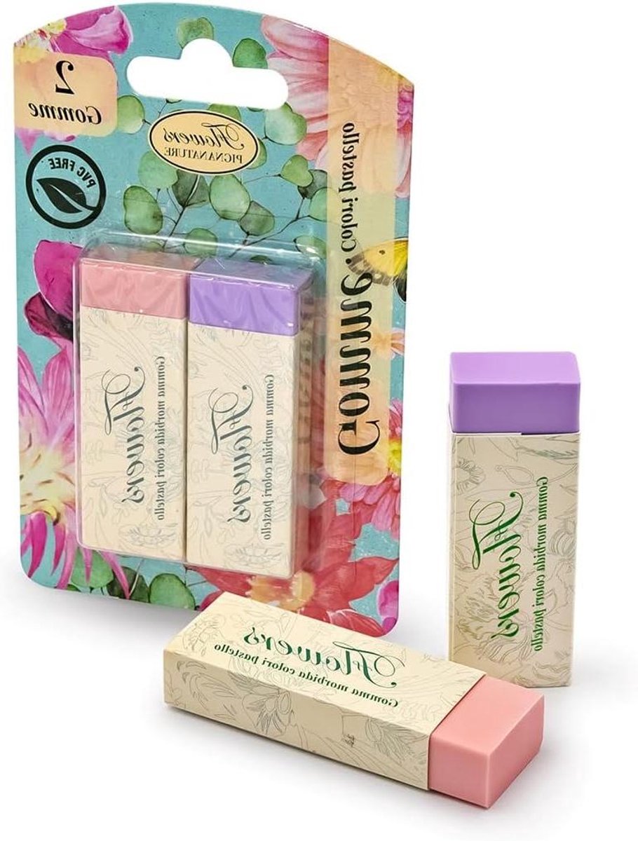 Gummen Set - Wissen Blokjes - Fouten Corrigeren - PVC-vrij Materiaal - 2 Stuks - Pastelkleuren