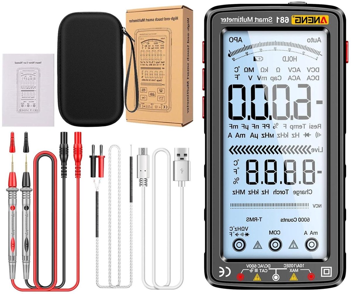Digitale Multimeter - Universele Meter - Elektrische Metingen - Smart Anti-Burn - 5 inch LCD - Zwart/Rood