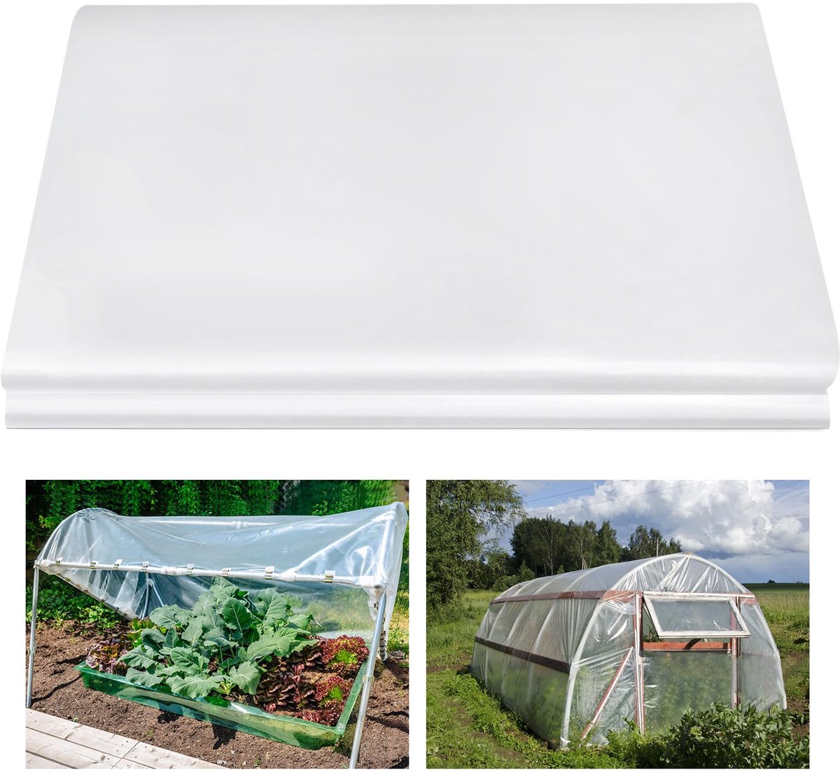 Broeikasfolie, transparant, 2 x 3 m, polyethyleenfolie, broeikasfolie, tunnelfolie, tomatenkas, broeikasplan, scheurvast, voor tomatenkas, groenten, planten, broeikas