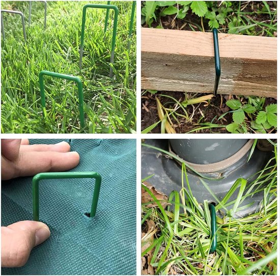Groene Haringen - Kunstgras Pinnen - Ondergrond Bevestigen - Set van 100 - 150 mm - Groen — afbeelding 4