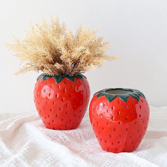 Aardbei Keramische Vaas - Fruit Bloempot - Decoratief Gebruik - Uniek ...