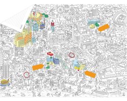 Barcelona Kaart - Stadskaart Kleuren - Reis Souvenir - Persoonlijke Touch - 52x38cm - Multicoloured