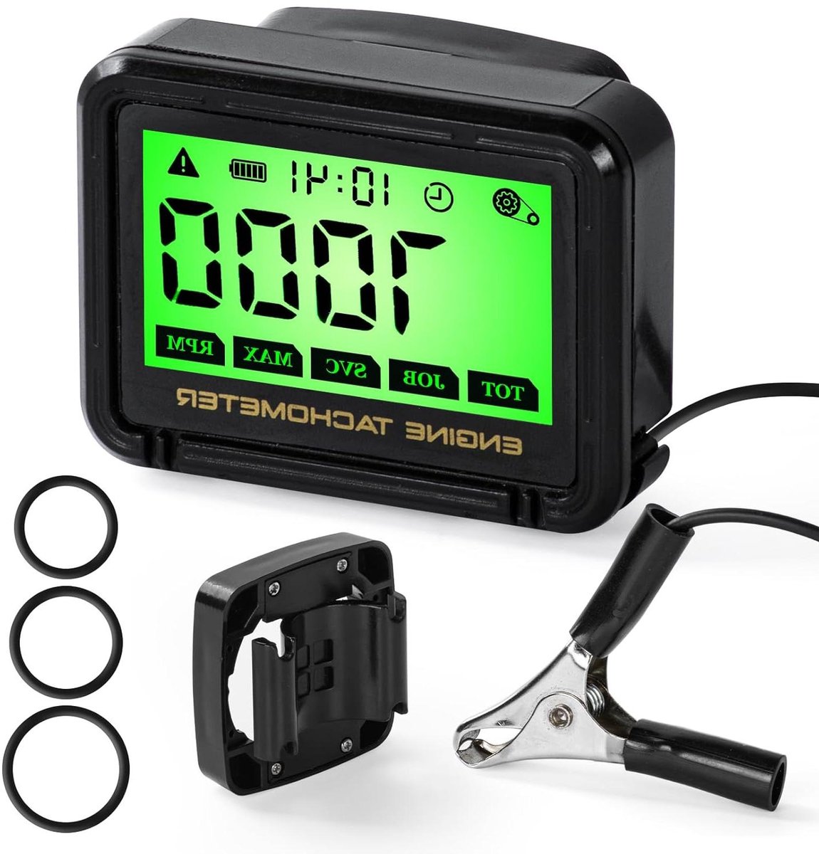 Toerenteller LCD - Snelheidsmeter RPM - Motoronderhoud - Draadloze inductie - 0-18.000 RPM - Zwart