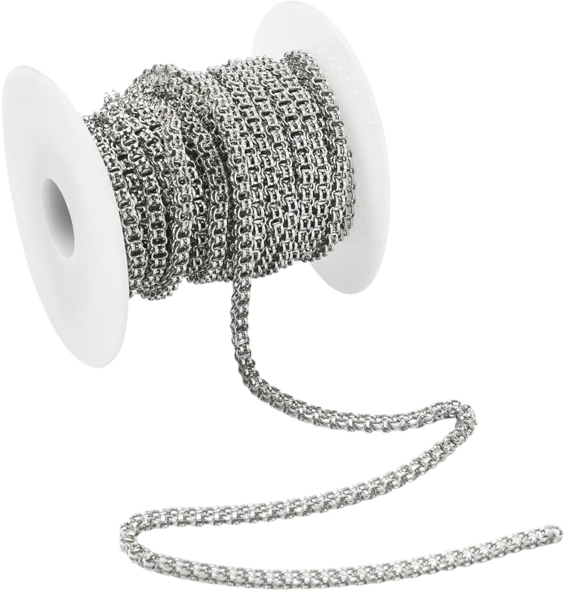 16,4 voet/5 m 304 roestvrij stalen doos kettingen met spoel gesoldeerde zilveren schakelkettingen voor sieraden maken armband ketting ambachten