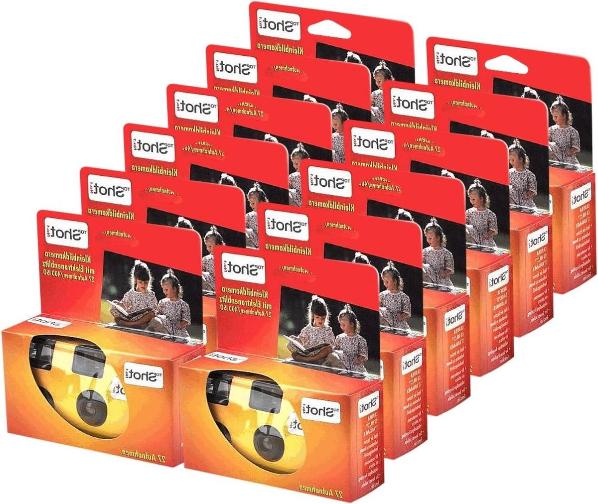 Wegwerpcamera met flits - Filmcamera set - Herinneringen vastleggen - Ingebouwde flitser - 12 stuks - Zwart