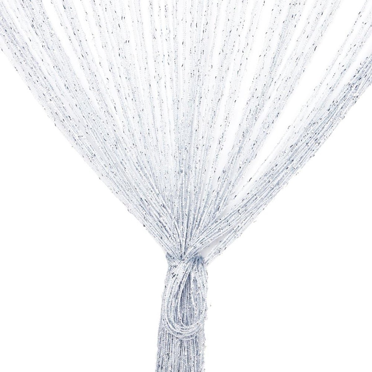 Deurgordijn, zilverkleurig, decoratief, touwgordijn, 100 x 200 cm, wandpaneel, raam, deur, franjesruimte, ideaal voor draaddeur, muggennet, ruimteverdeler, bruiloft, Kerstmis, slaapkamer (wit)