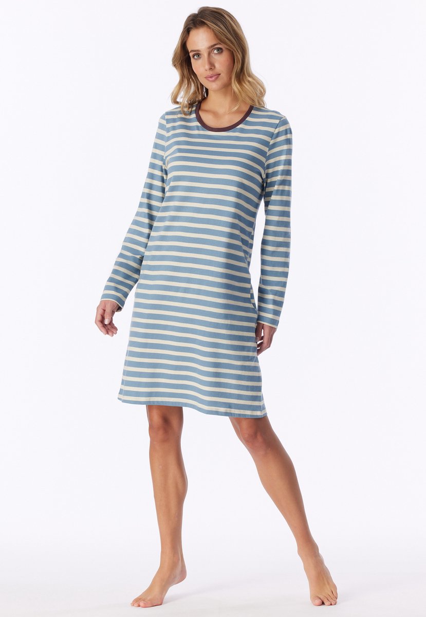 Schiesser Nachthemd Lang - Dames - Nachthemden grijs blauw