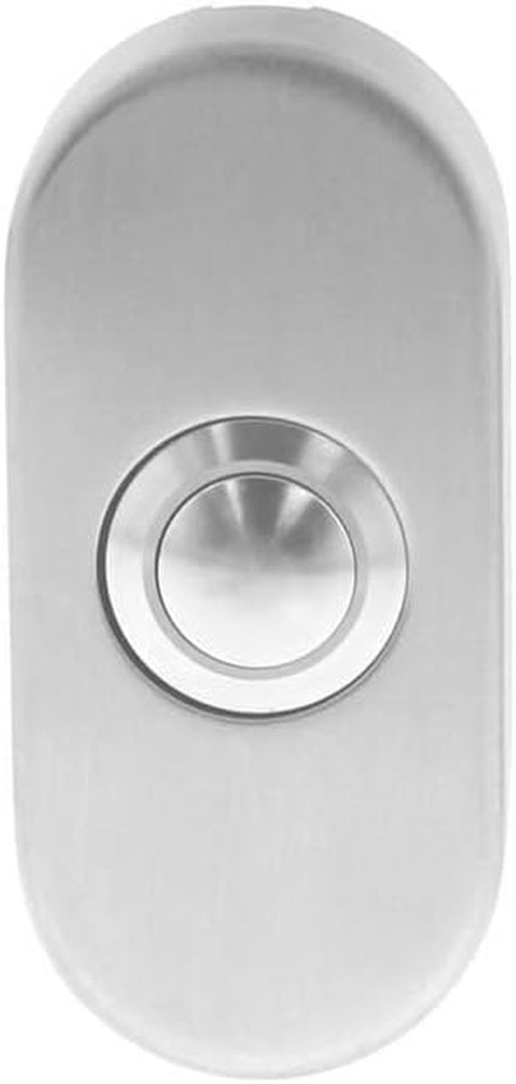 Deurbel ovaal - Drukknop - Voordeur - Geborsteld RVS - 65x30x10 mm - Zilver