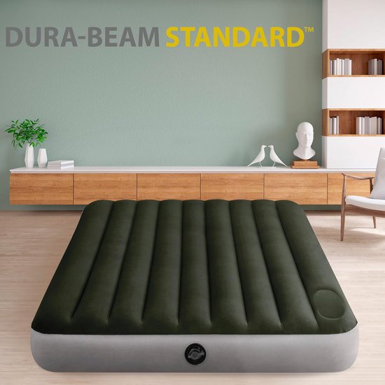 Luchtbed - Opblaasbaar Matras - Logeren Thuis - Zachte Velours Topping - 203 x 152 cm - Blauw — afbeelding 2