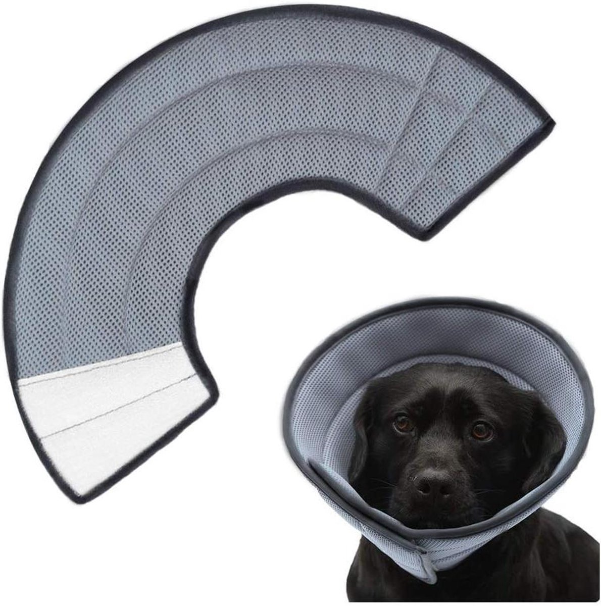 Herstelkraag Hond - Beschermende E-kraag - Wondverzorging Huisdier - Ademend Mesh Materiaal - Maat 6 - Grijs