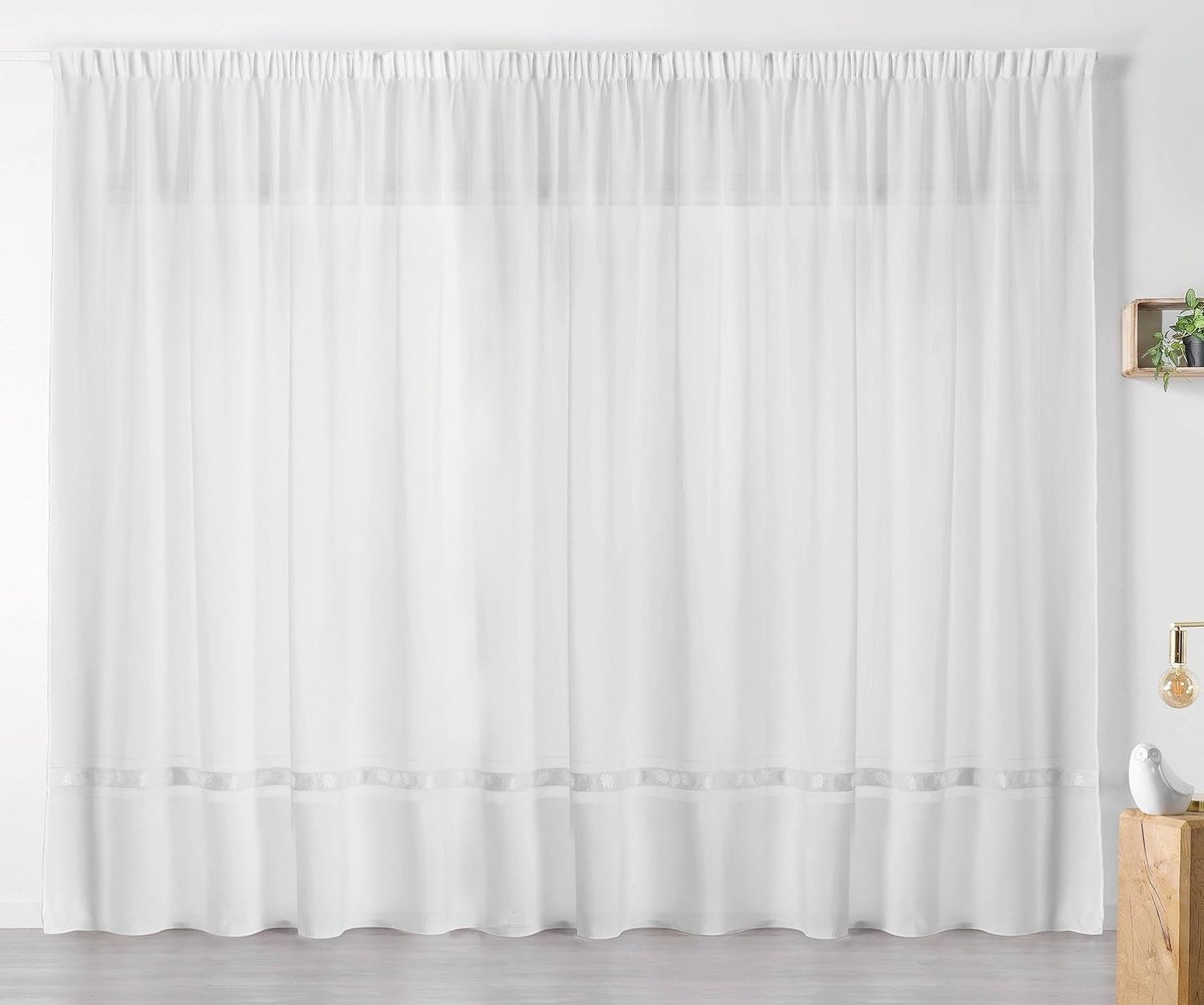 0360/10/343 gordijn, lang, eikenlook, plooiband, 420 x 240 cm, wit