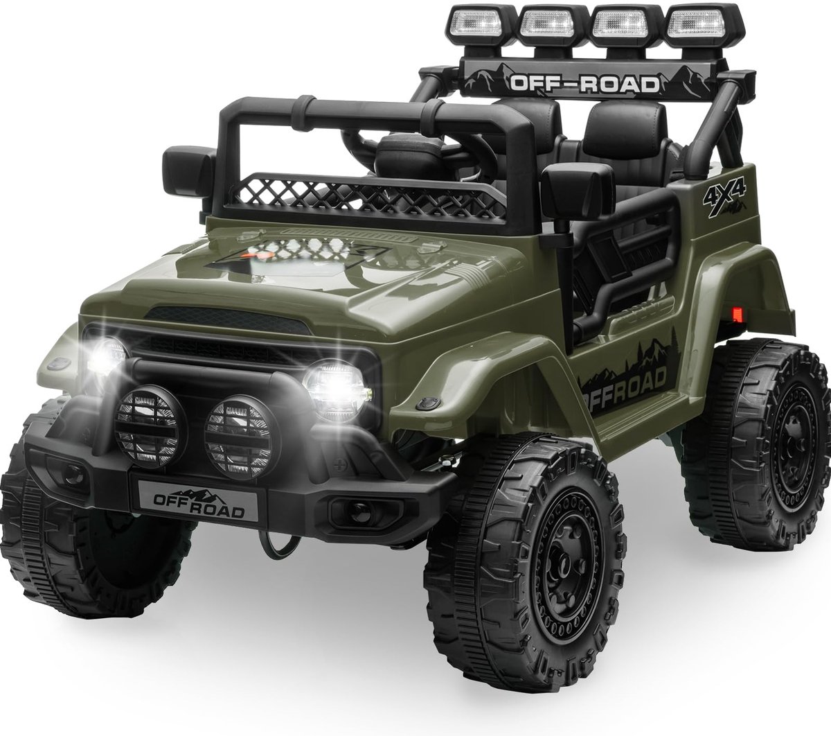 Triumpunpre - Elektrische kinderauto 12V met LED-verlichting, afstandsbediening voor ouders, 3 snelheden en claxon, vanaf 3 jaar, Groen