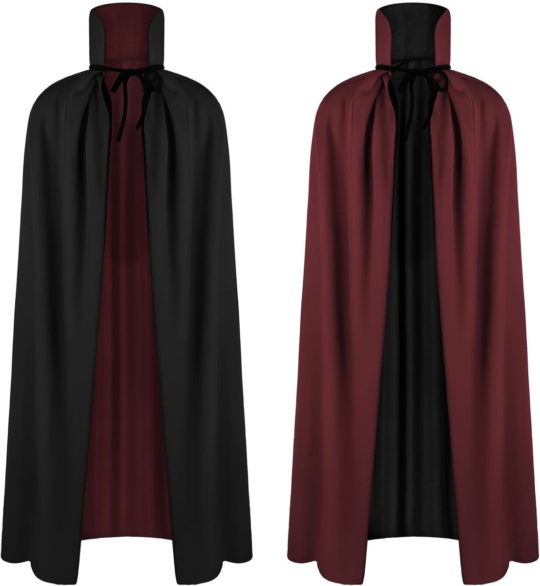 Halloween Dubbele Laag Cape voor Vampier Kostuum - Unisex Tovernaar Outfit voor Feest, Carnaval en Cosplay - Volledige Lengte Cloak voor Familie en Verkleedpartijen