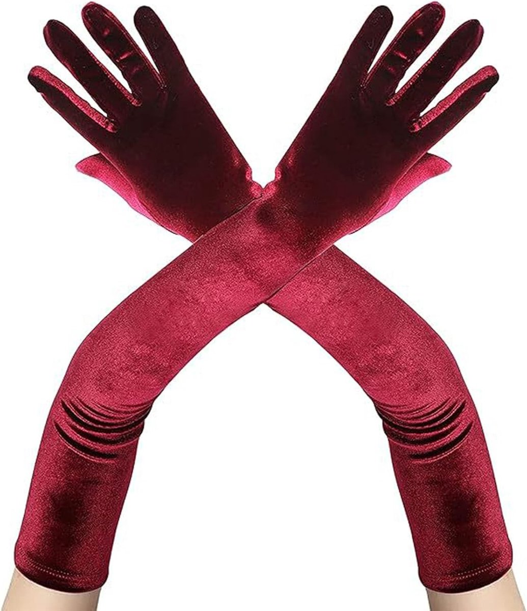 Elegante lange fluwelen handschoenen voor dames - Perfect voor carnaval, feesten en Halloween kostuums