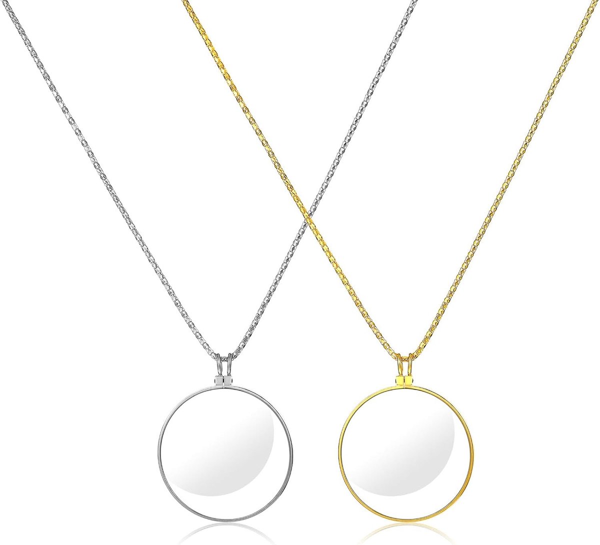 2 Stuks Monoculaire Loep 5x - Draagbare Mini Vergrootglas met Ketting en Glazen Lens voor Lezen en Hobby's
