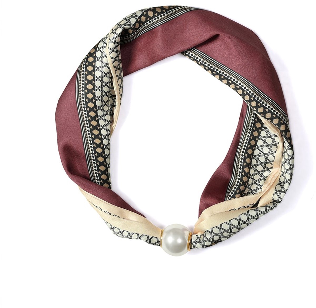 Zomersjaals met geometrische vormen, casual, polyester, dagelijkse accessoires - Wijnrood