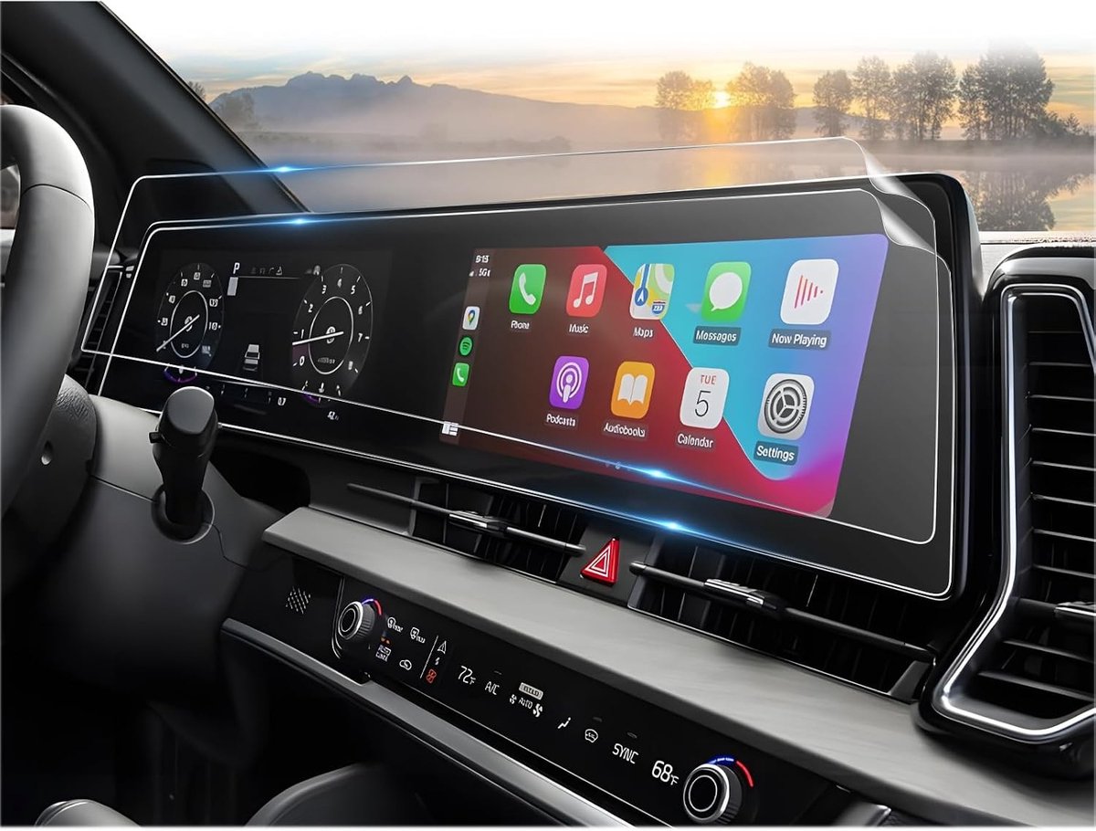 Navigatiebescherming voor Kia Sportage NQ5 (2022-2025) met 12.3 Inch Virtueel Cockpit Scherm - Krasbestendige Nano Folie en GPS Bescherming