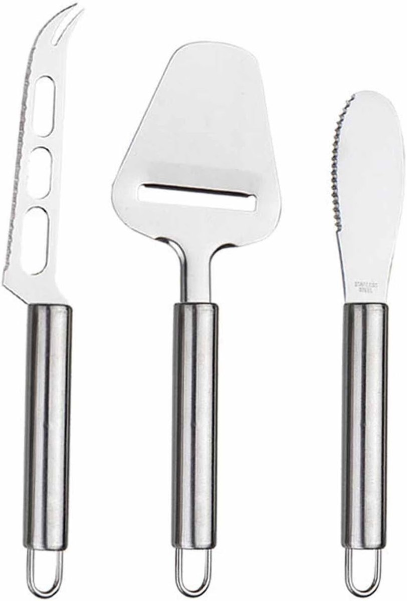 Set van 3 Kaasmessen - Zilver - 21 x 3 cm - Roestvrijstalen Kaasgereedschap - Voor Kaasliefhebbers