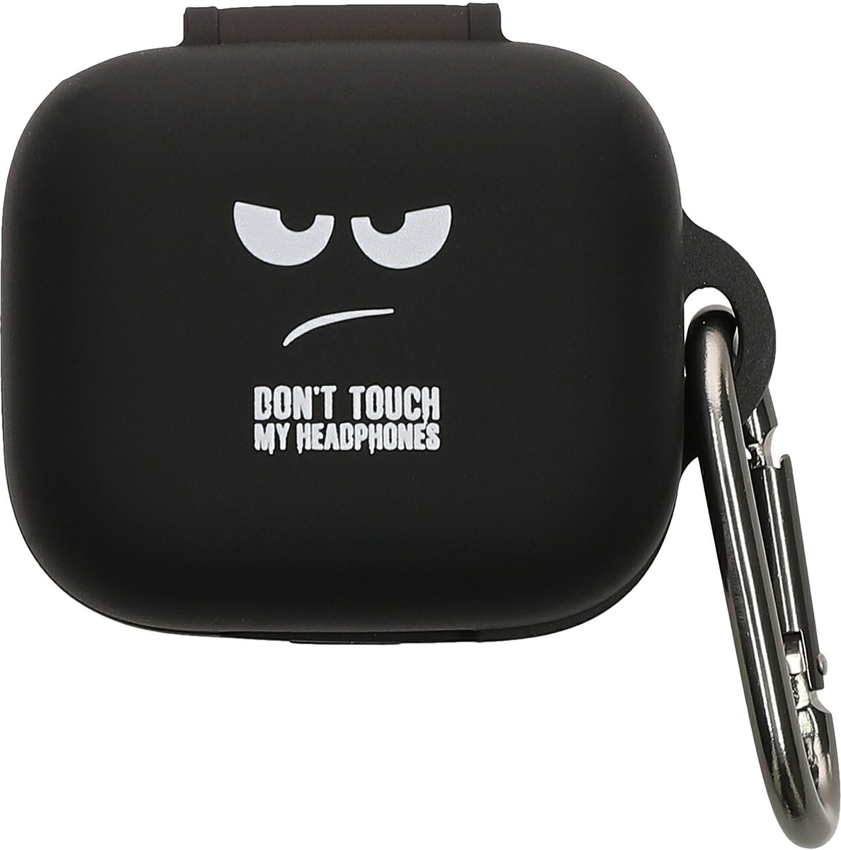 kwmobile Hoes geschikt voor Anker Soundcore P30i - Siliconen cover voor oordopjes in wit / zwart / zwart - Don't Touch My Headphones design