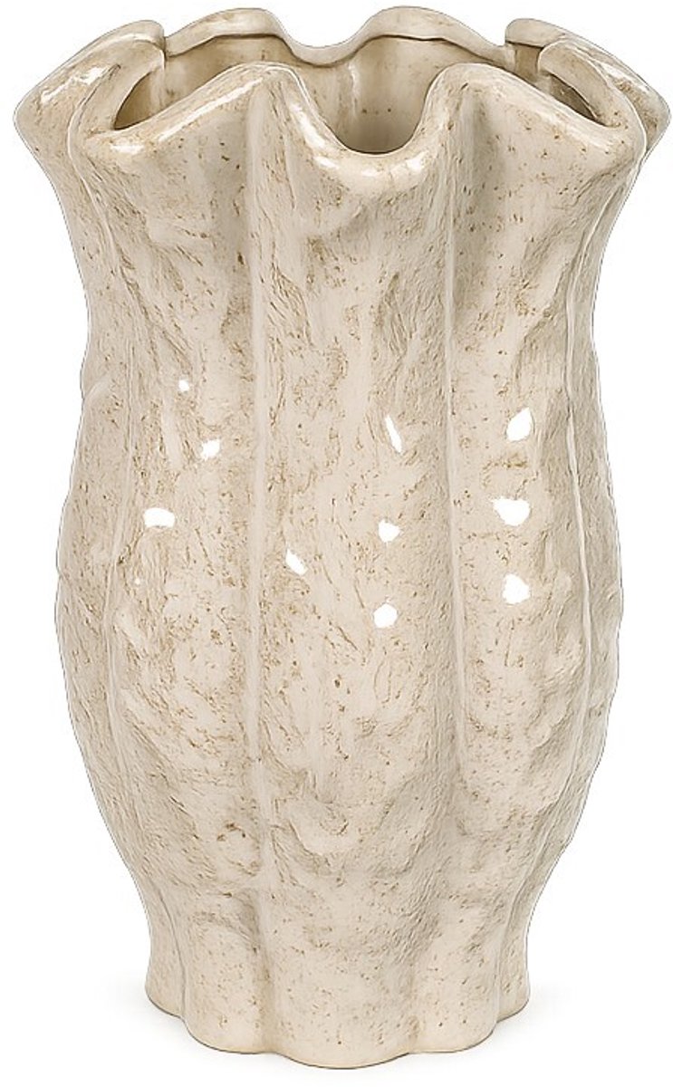 Aardewerk vaas Riff beige S