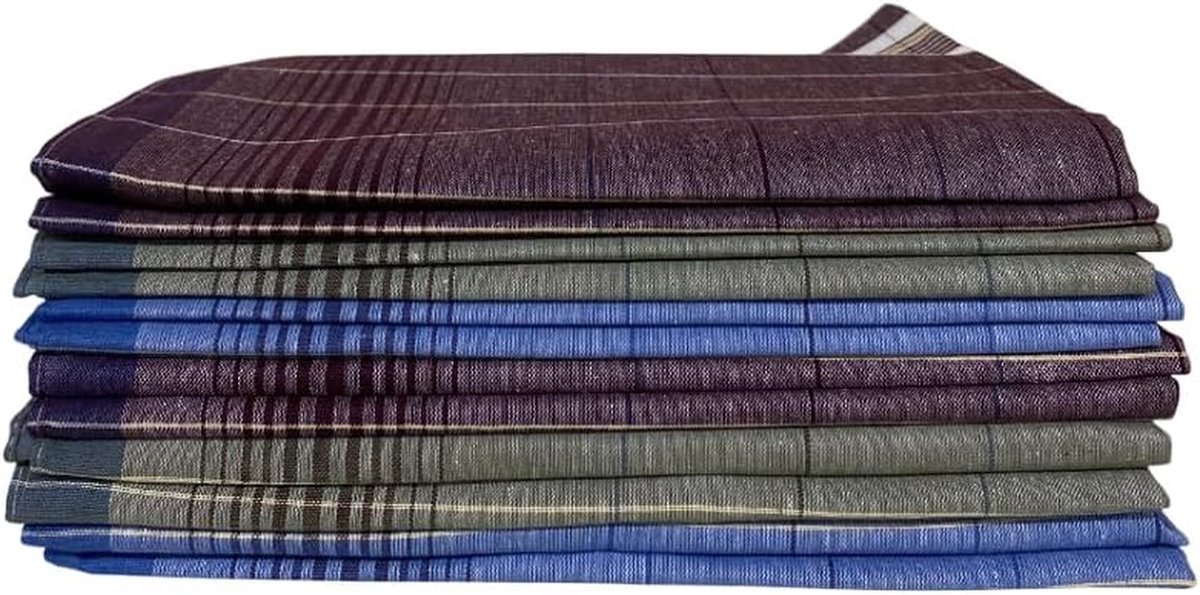 Zakdoeken Katoen - Werkdoeken Set - Dagelijks Gebruik - 100% Katoen - 12 Stuks 50x50cm - Blauw Groen Paars