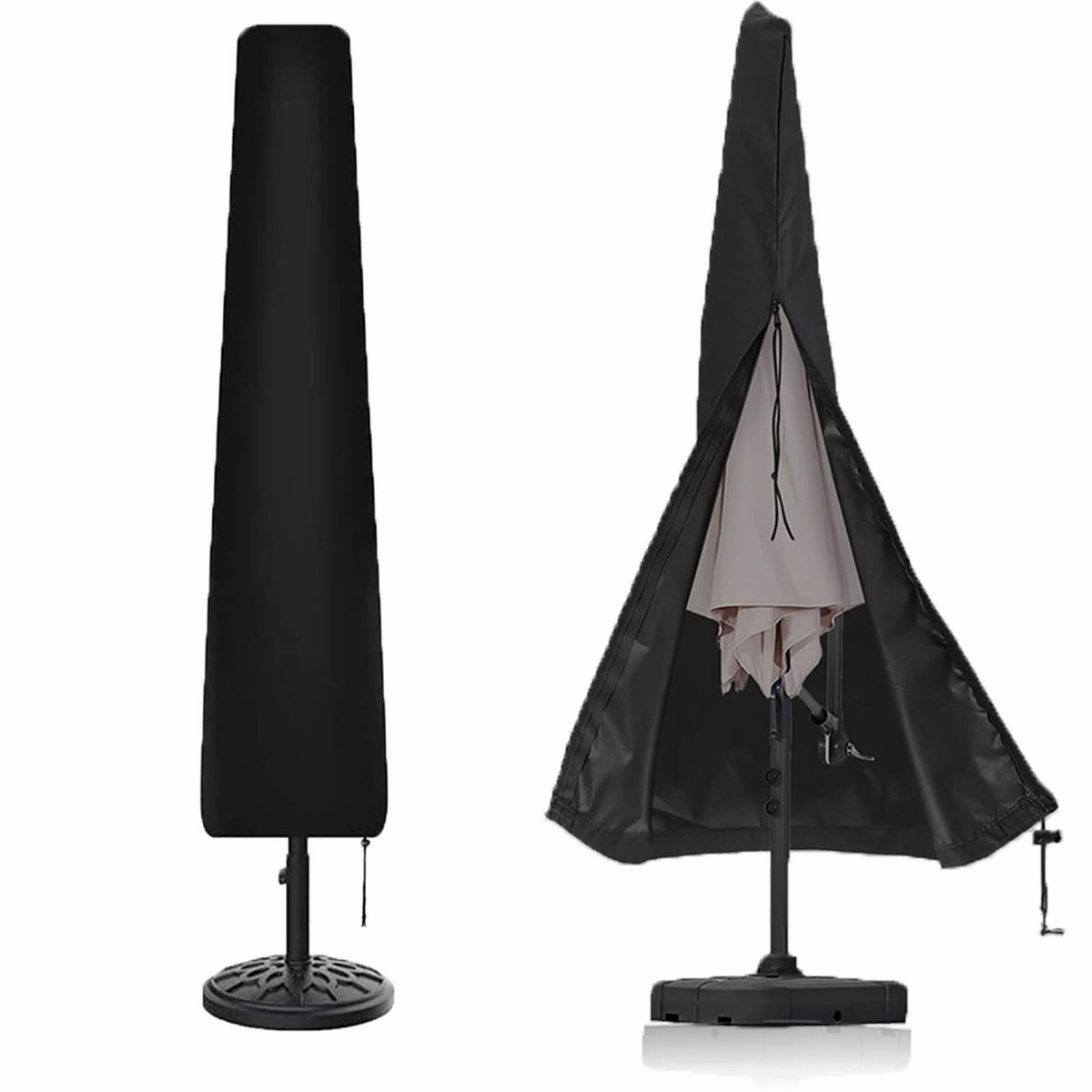 Helweet Beschermhoes voor parasol, 190 x 50 x 35 cm, waterdicht, uv-bestendig, stofdicht, scheurvast, winddicht, zwart - ShopVlot