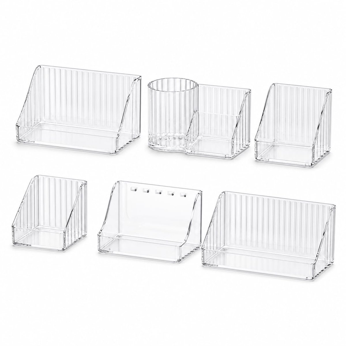 Famanu – 6 Stuks wandgemonteerde make-up organizer zonder boren, praktische opbergoplossing voor cosmetica