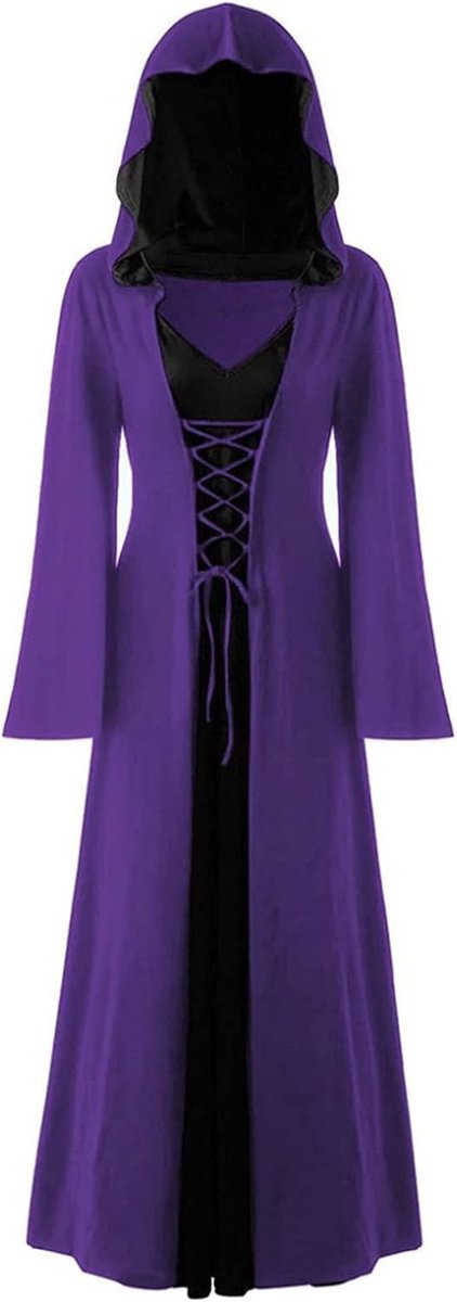 Vintage Heksenjurk - Paars - 2XL - Katoenmix - Voor Dames