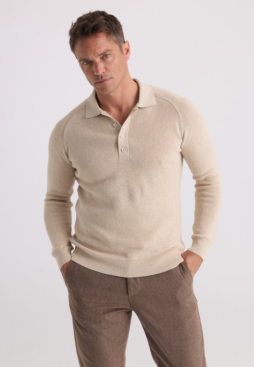 Felix Hardy Trui Met Polokraag - 100% Katoen Heren Beige - S