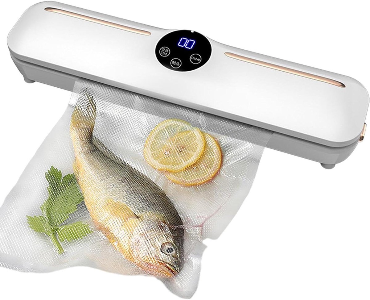Vacuümsluitmachine - Voedsel bewaren - Versheid behouden - Stille werking - 25 cm seal - Wit