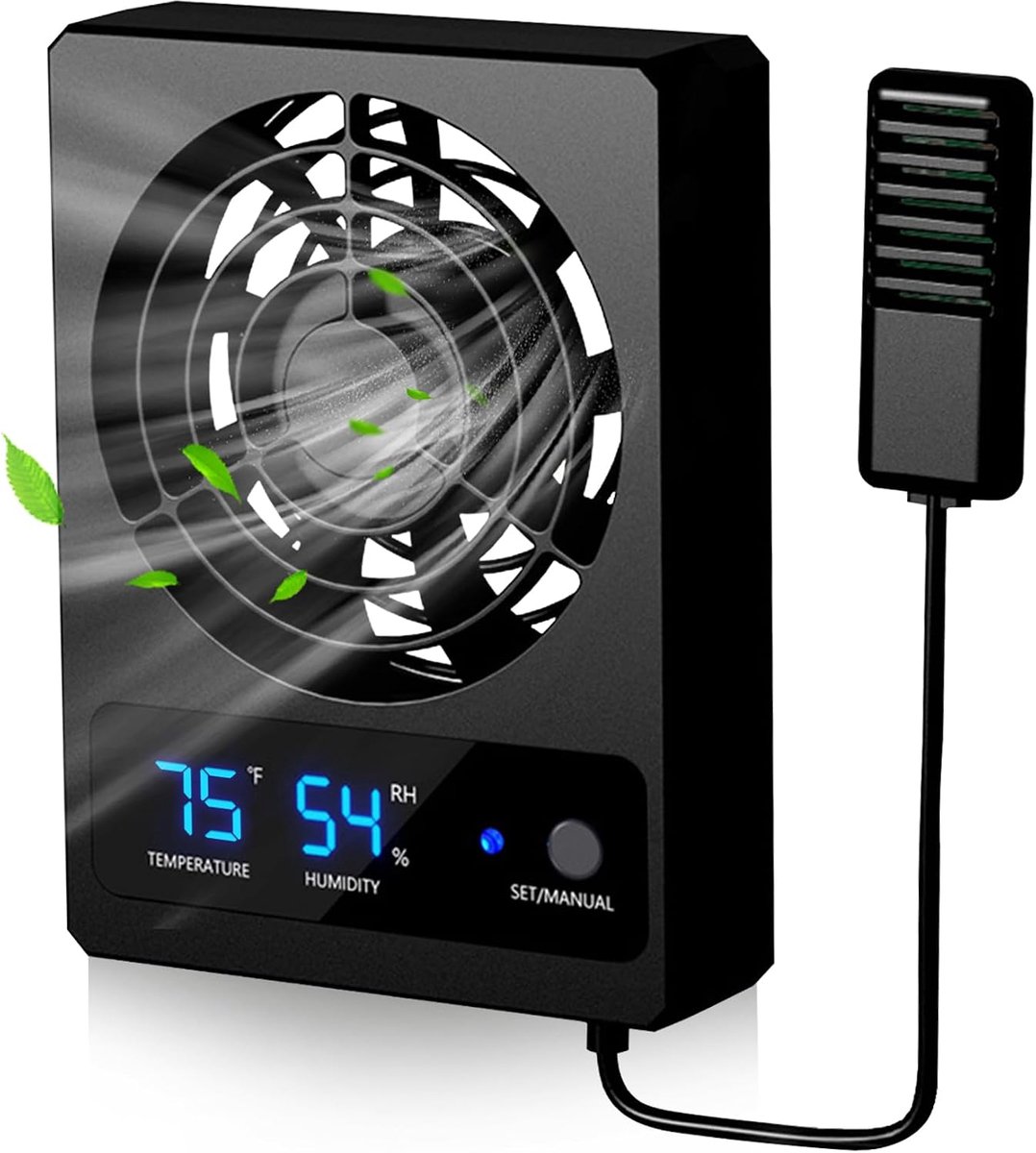 Reptielenventilator, instelbare snelheid, vochtigheidscontrole, luchtontvochtiger voor terrarium, vivarium, amfibieën, reptielen, slangen