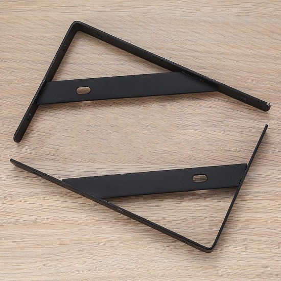 Set van 8 metalen hoeksteunen voor wandmontage, zware kwaliteit, 90 graden, driehoekige plankensteunen, 150 x 95 mm, zwart, ideaal voor opslag en organisatie — afbeelding 2