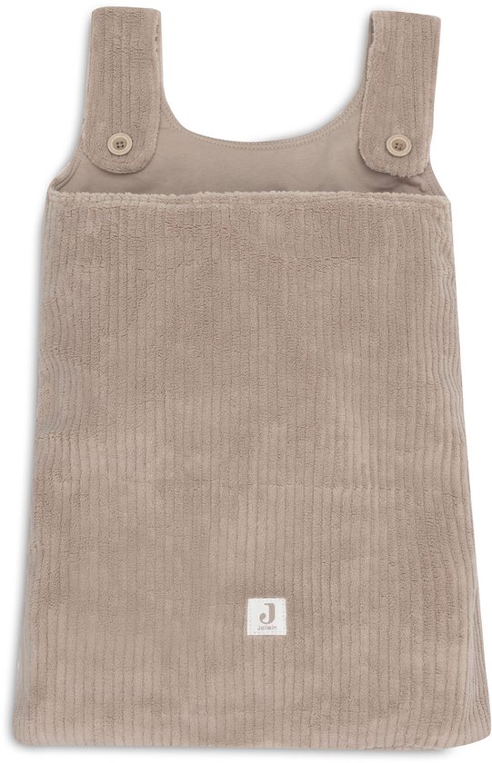 Bruine corduroy boxzak met knoopjes en een Jollein logo.
