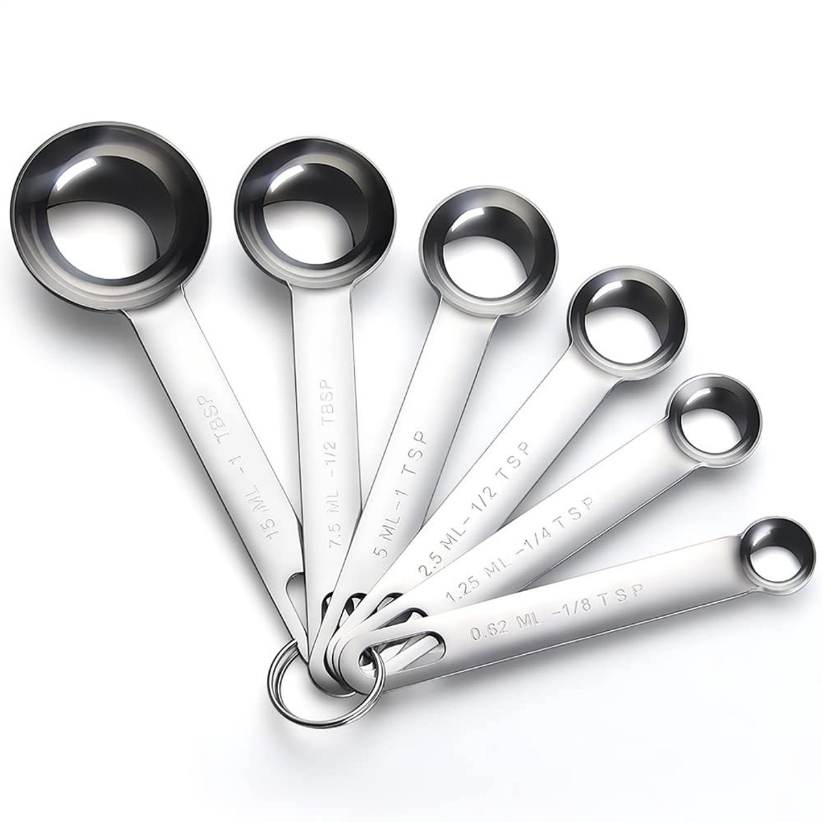 Dailygoods- Maatlepel Set 6-delig - Roestvrij Staal - Duurzaam - Antislip Handgreep - Nauwkeurige Capaciteitsschaal - Vaatwasserbestendig - Keukenmaatlepels