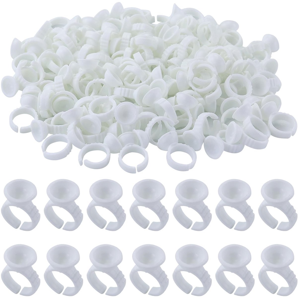 Dailygoods- Make-upringen 120 stuks - Wimperlijm Ringen - Kunststof Houder - Wimperverlengingen - Make-up - Wit - Wimperlijmring