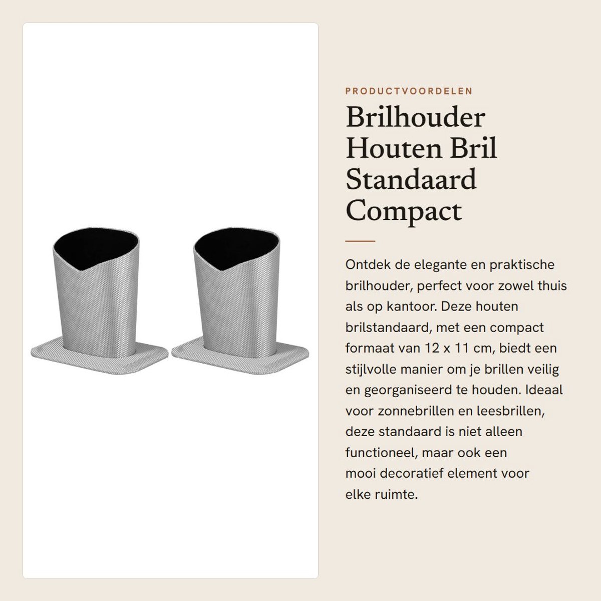 Dailygoods- Brilhouder Compact - Houten Brilhouder - Bril Standaard - Brilhouder voor Thuis/Kantoor - Lichtgewicht - Handgemaakt 11,6 x 8,1 x 12 cm - Brillenstandaard