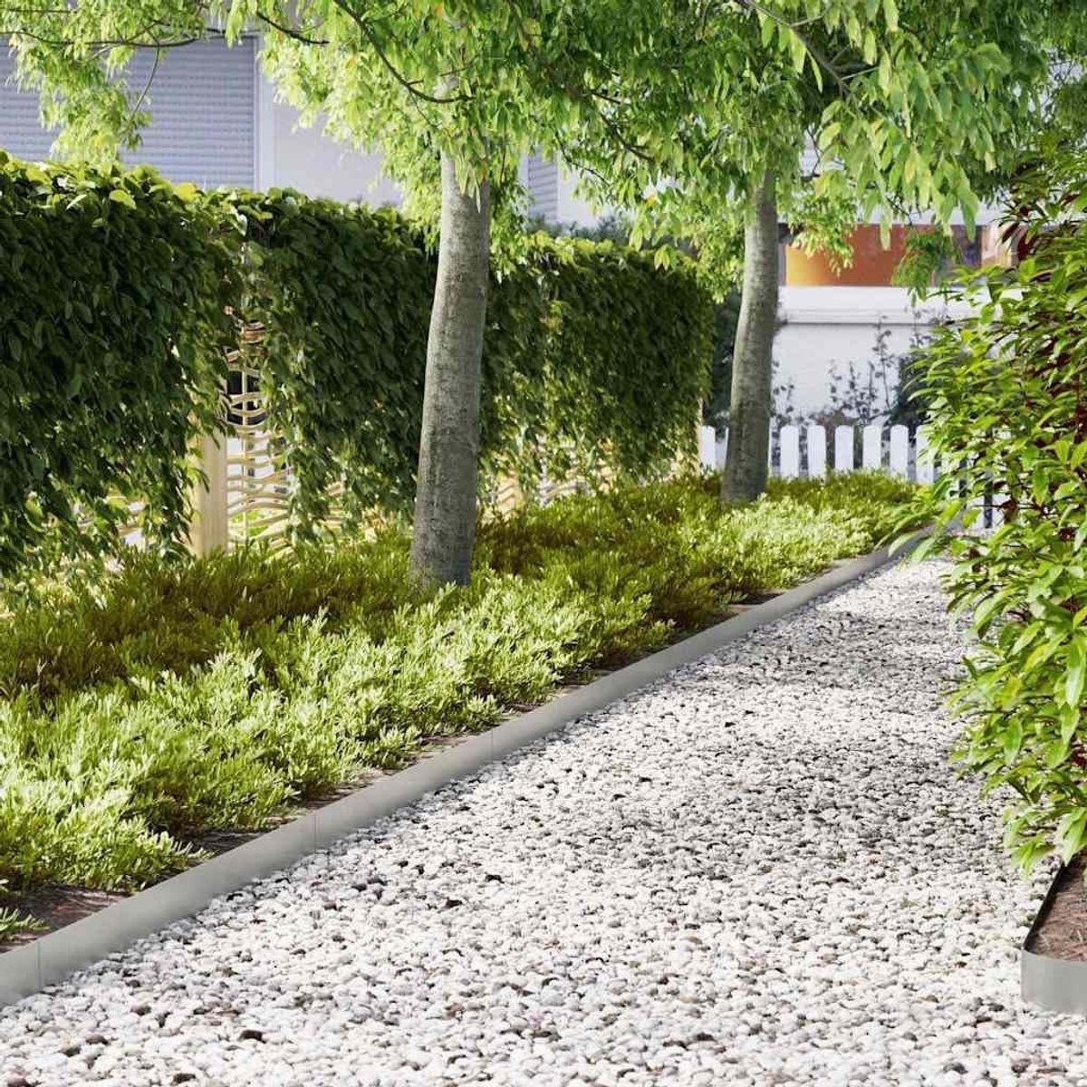 Gazonrand - Tuinrand Gazonhek - Buitenruimte Afbakenen - Weerbestendig Materiaal - 30 stuks - Zilver