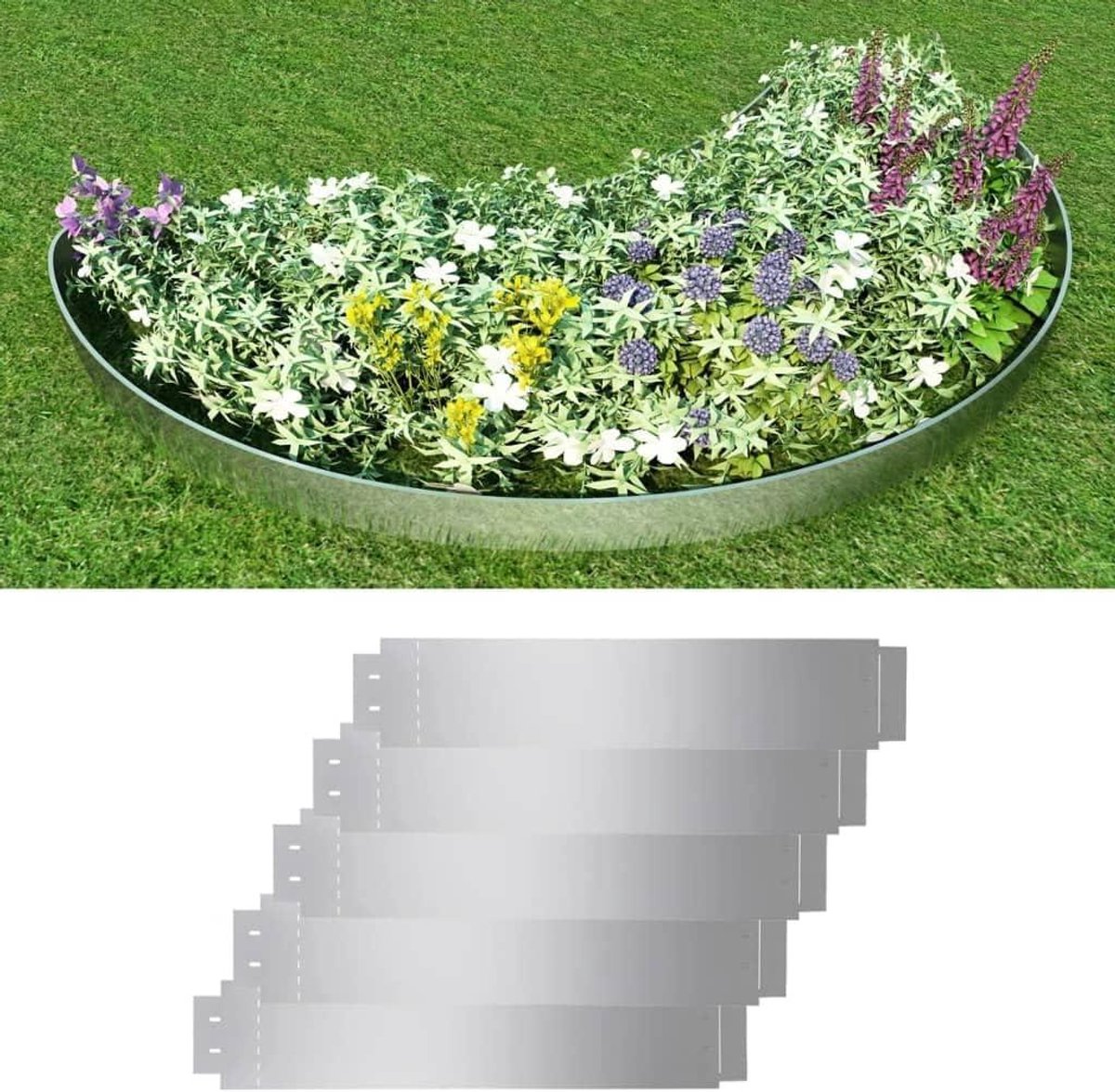 Gazonhekken - Tuinafsluiting Sierhek - Tuinrand Afbakenen - Flexibel Buigbaar - 100x20 cm - Zilver