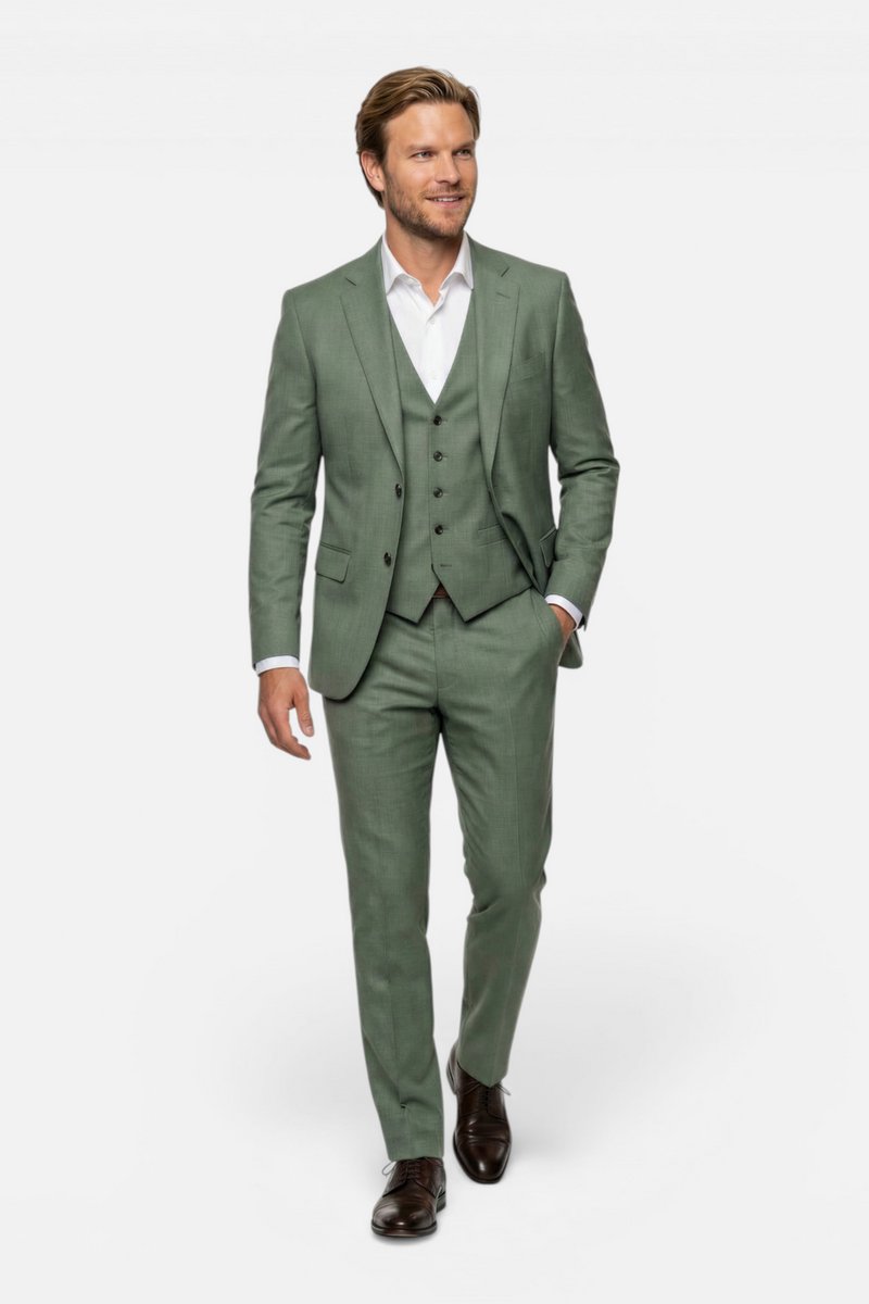 GENTS - pak / kostuum 3-delig blend - Polyblend - Groen - Maat 48/L