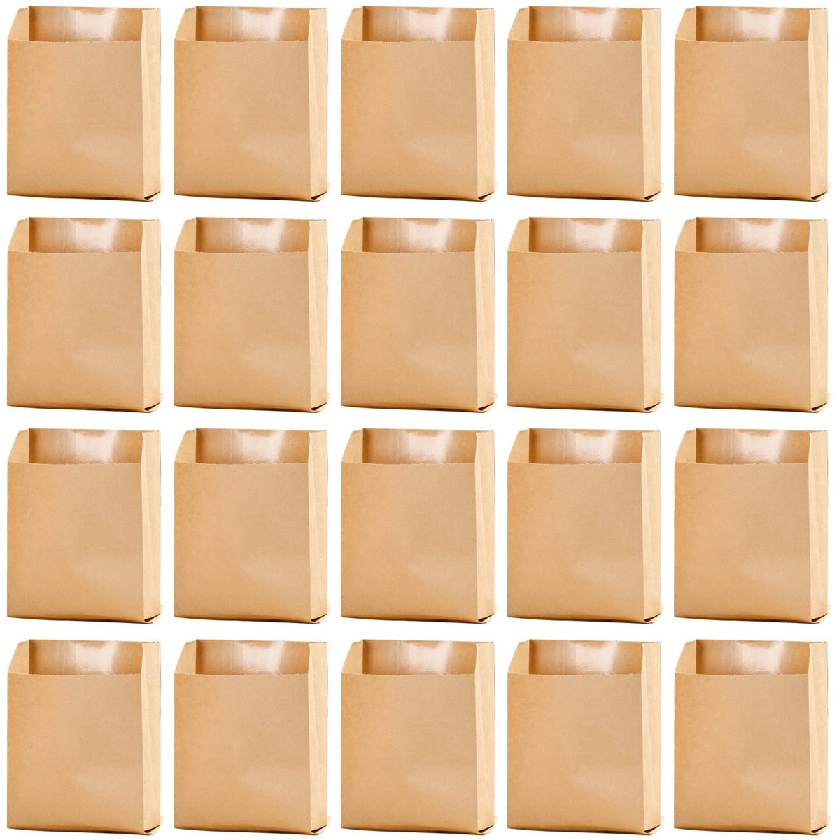 Dailygoods- Papieren Zakjes 50 Stuks - Bruine Papieren Draagtas - Oliebestendig - Herbruikbare Papieren Zak - Kinderfeesttas - Vochtbestendig 10 x 4 x 15 cm - Broodzak