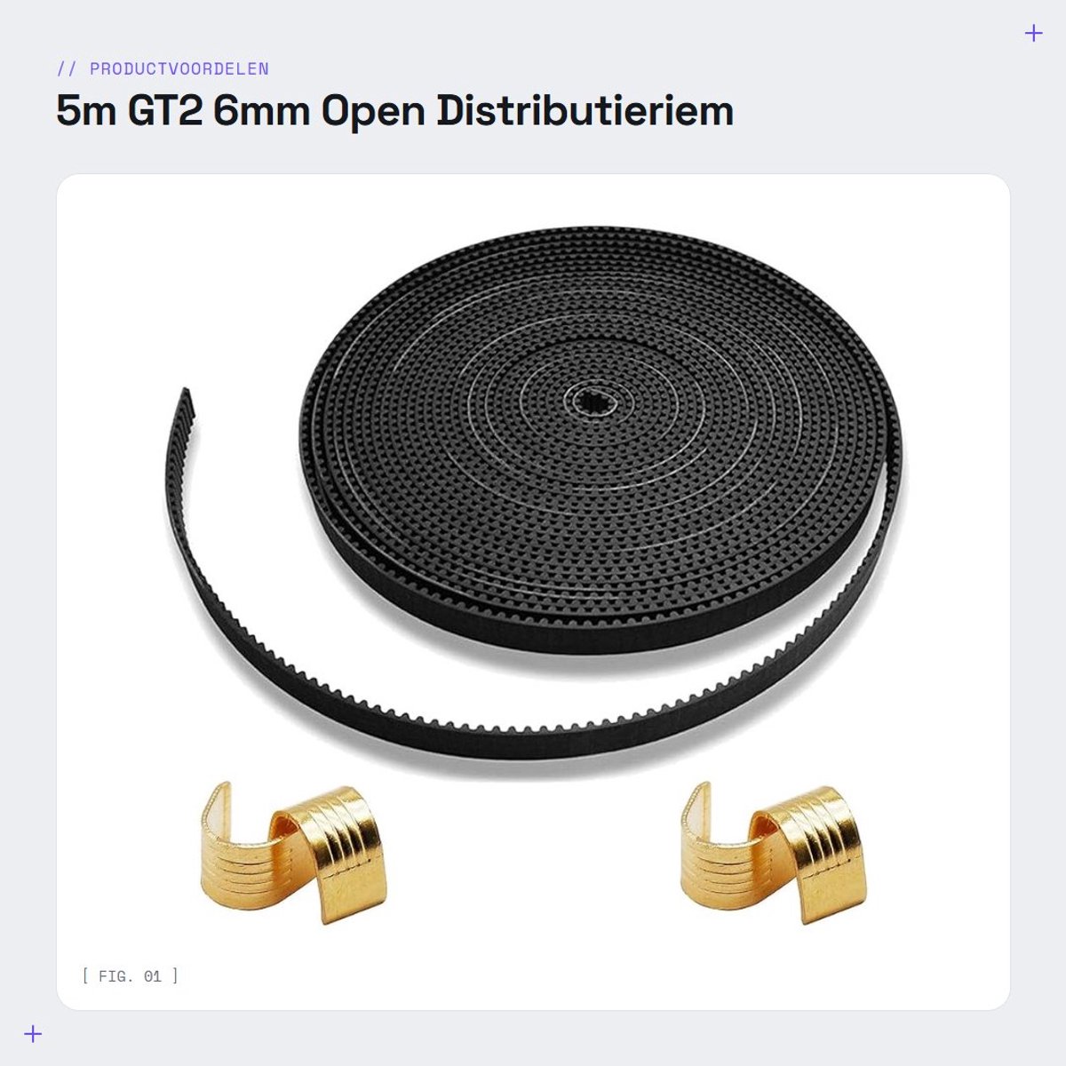Dailygoods- Tandriem 5m - Open Distributieriem 2GT 6mm - Koperen Gespen - Nylon/Neopreen - Hoge Sterkte - Flexibiliteit en Treksterkte