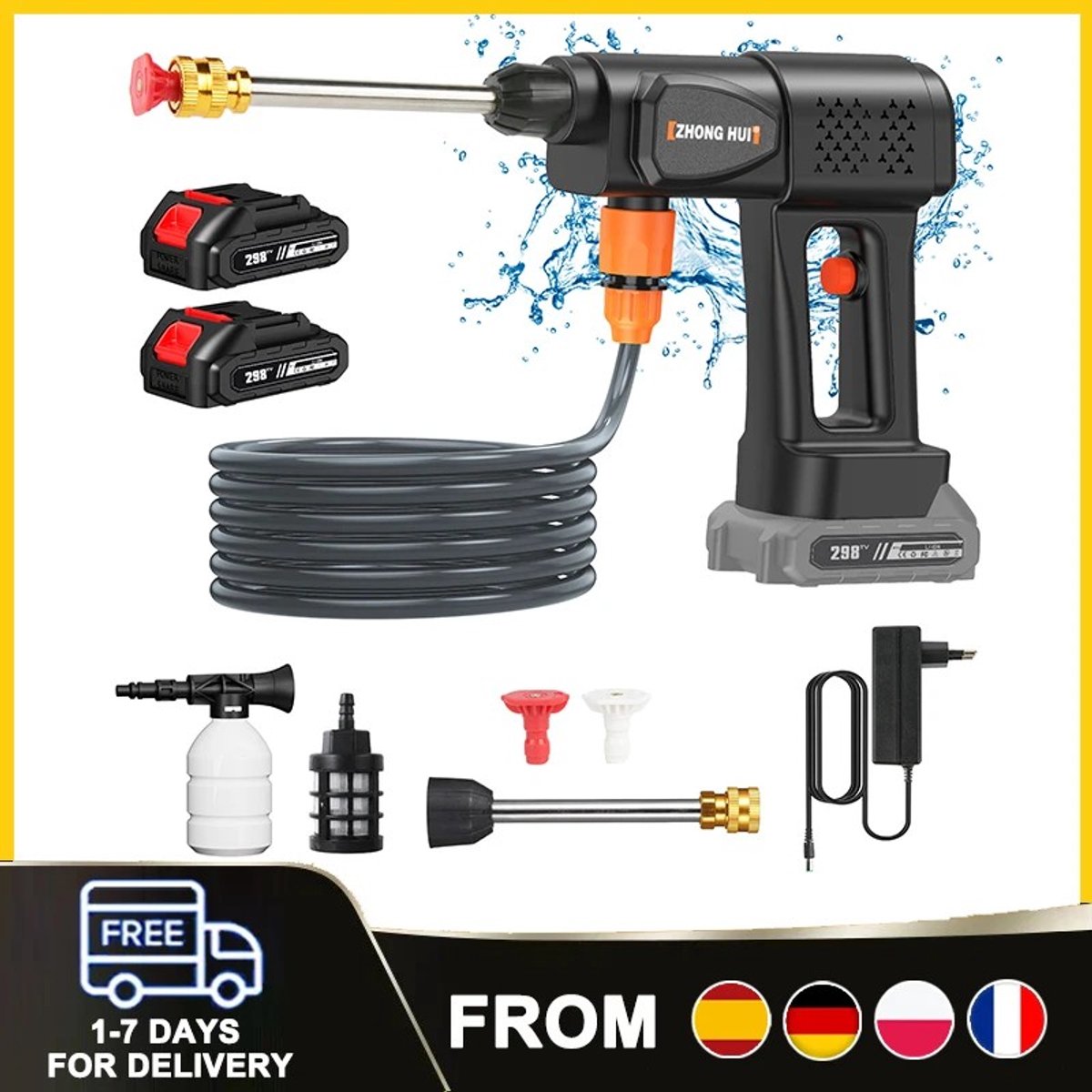 Dailygoods 20.000 RPM Waterpistool Autowas Hogedrukreiniger 240W Hoge Druk Voor Makita 21V Accu Huis Tuin Buiten Reinigi