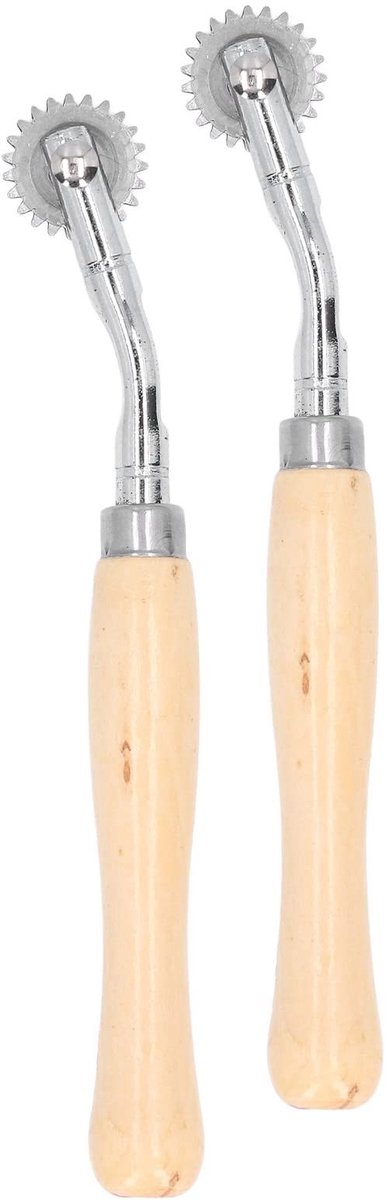 Dailygoods- Tracing Wiel 2 Stukken - DIY Naaien Tool - Perforator - Dennenhout - Roestvrij Staal - Diameter 20mm - Naaiwiel