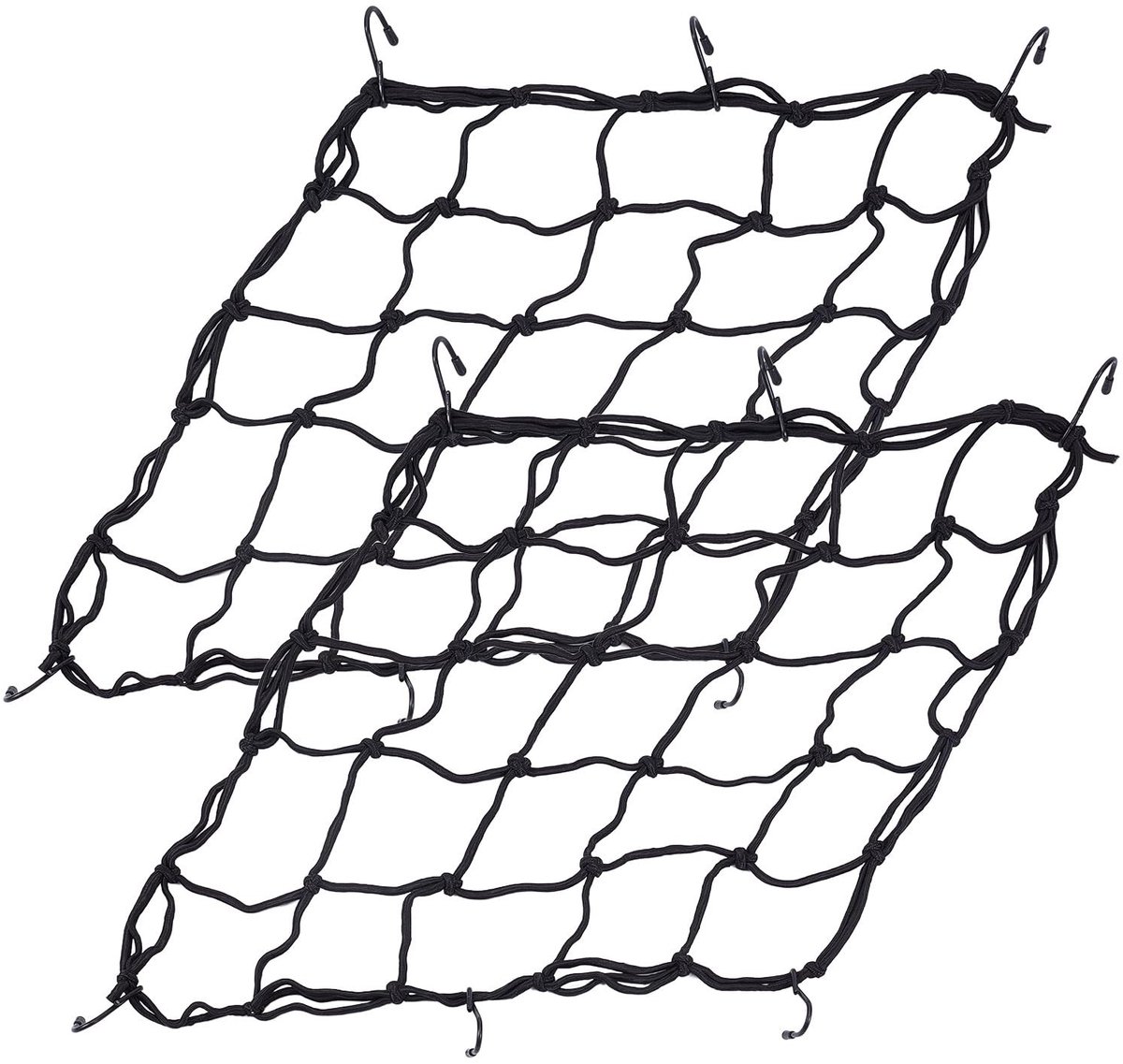 Dailygoods- Ladingsnet 2 stuks - Verstelbaar - Rubber - 15 x 15 inch - Uittrekbaar tot 76 x 76 cm - Zwart - Bagagenet