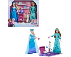 Disney Frozen Slaapfeestje van zussen - Met modepoppen Anna en Elsa en Olaf - 14 accessoires