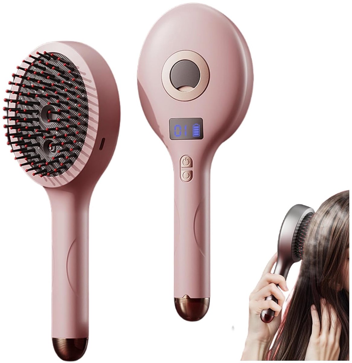 VHV - Haarborstel - Anti-klit borstel - Ontwarborstel - Met spray functie - Fijne nevel - Voor nat en droog haar - Voor krullen - Dames - Roze