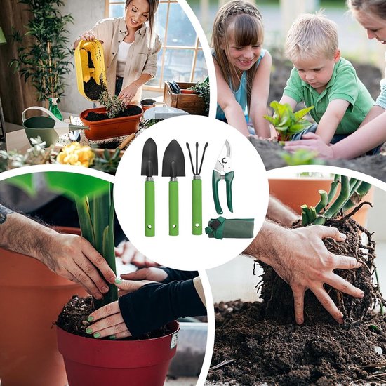 Tuingereedschap Set - Tuinbenodigdheden Handgereedschap - Grond Losmaken Snoeien - Roestvrij Staal - 5 Delig - Groen — afbeelding 3